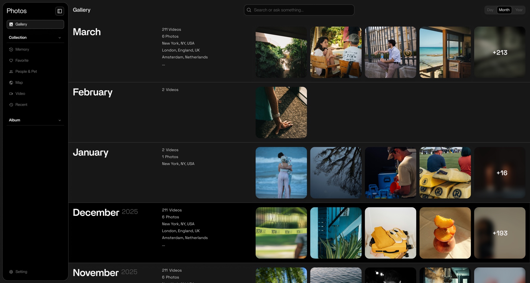 Photo timeline view